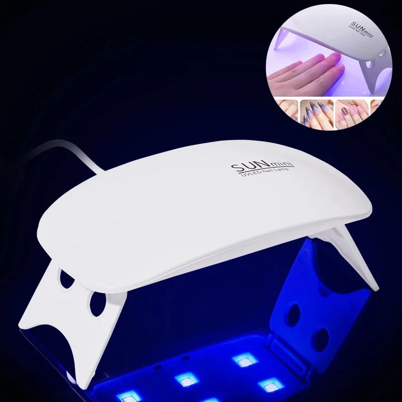 Portable Mini USB 6W Nail Drying Lamp – LED/UV Gel Polish Curing Light for Home & Travel Use