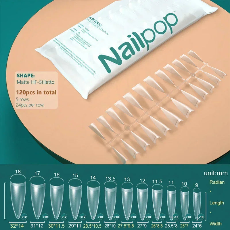 120PCS Coffin Soft Gel Press-On Nail Tips – Clear & Matte Full Cover for Extensions