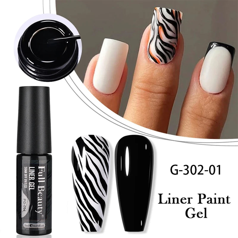 Champagne Gold & Silver Glitter Liner Gel – 5ml Super Bright French Line Nail Art Polish