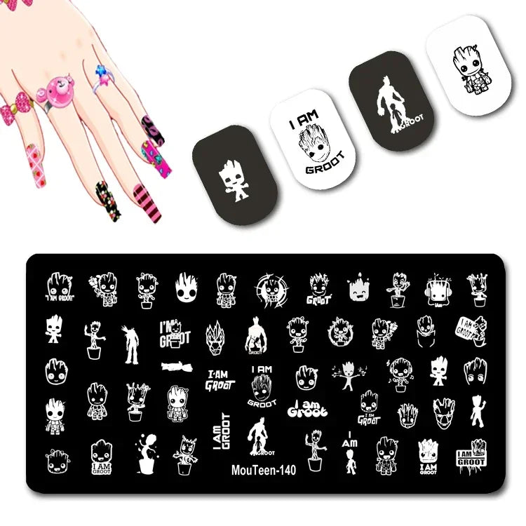 Cartoon Nail Stamping Plate – Stainless Steel Nail Art Template for DIY Manicures (12x6cm)