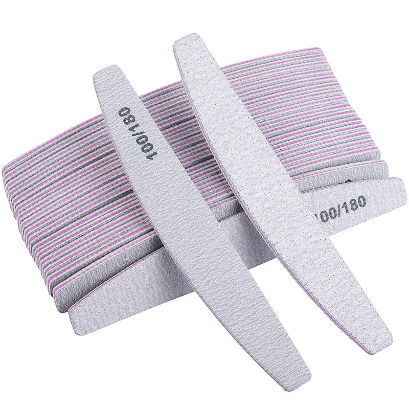 5PCS Professional Nail File Set – 80/100 Grit Double-Sided Sandpaper Buffer for Manicure