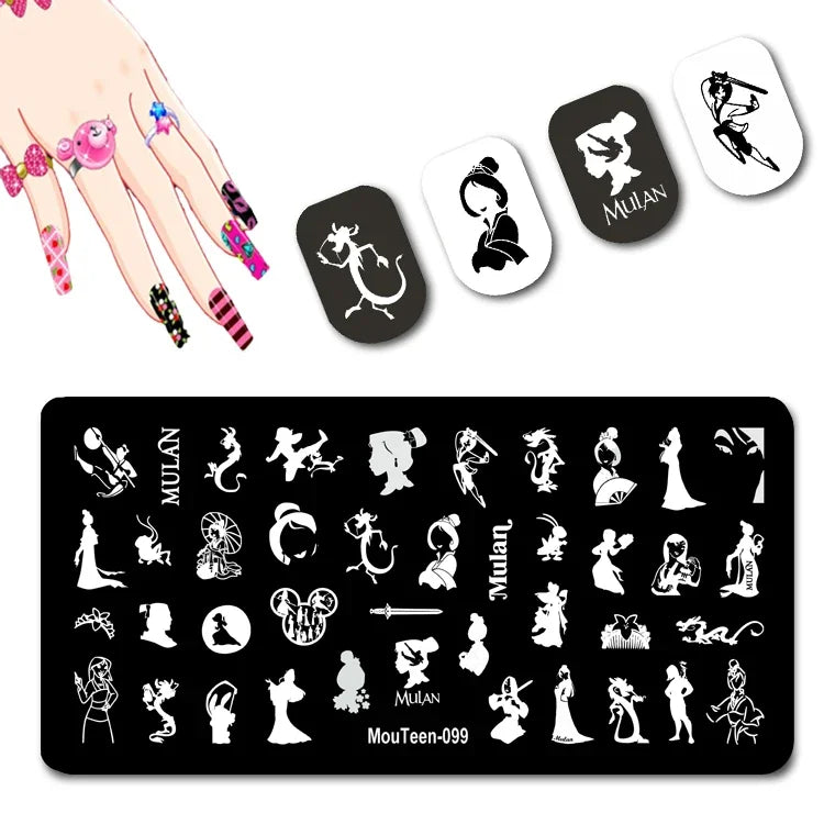 Cartoon Nail Stamping Plate – Stainless Steel Nail Art Template for DIY Manicures (12x6cm)