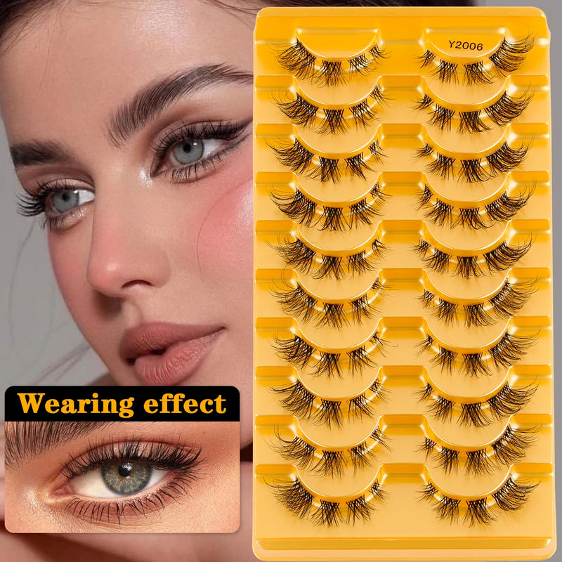 YSDO Half Eyelashes – Natural & Fluffy 3D Cat Eye Lashes (3/10 Pairs)