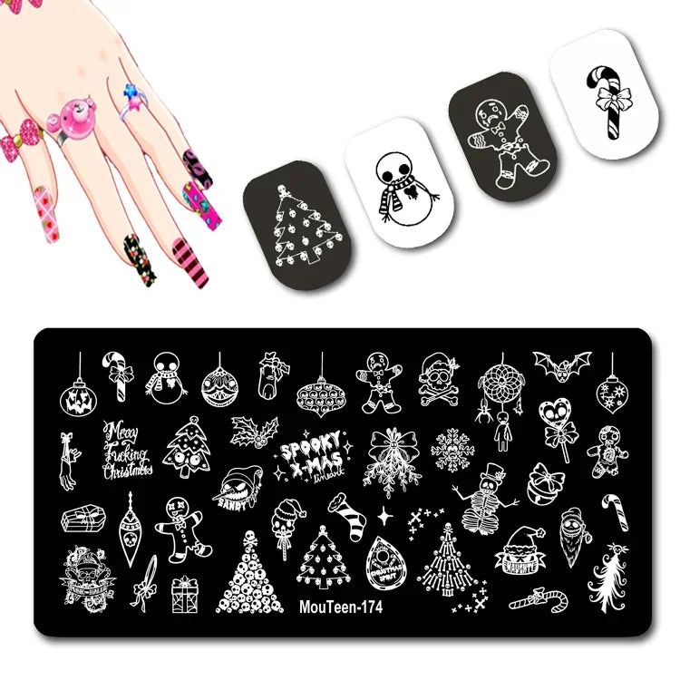 Cartoon Nail Stamping Plate – Stainless Steel Nail Art Template for DIY Manicures (12x6cm)
