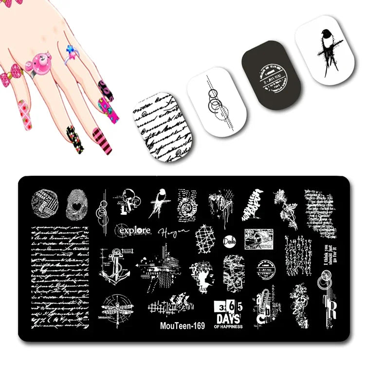 Cartoon Nail Stamping Plate – Stainless Steel Nail Art Template for DIY Manicures (12x6cm)