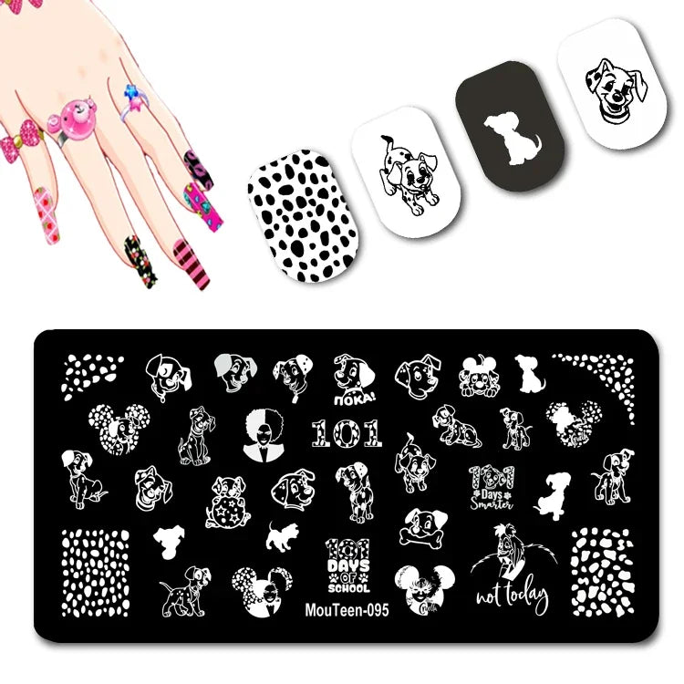 Cartoon Nail Stamping Plate – Stainless Steel Nail Art Template for DIY Manicures (12x6cm)
