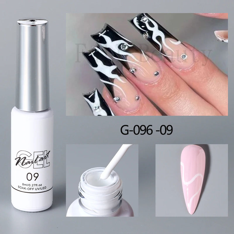 Champagne Gold & Silver Glitter Liner Gel – 5ml Super Bright French Line Nail Art Polish
