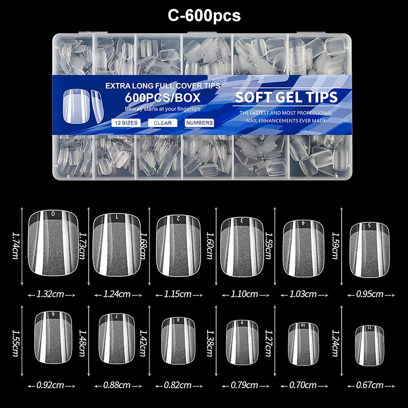 240pcs Luxury Soft Gel False Nail Tips – Semi-Matte Full Cover Artificial Extensions