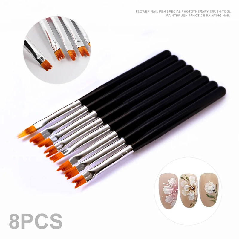 5Pcs Nail Art Sculpture Dotting Pen Set – Dual-Head Silicone Brush for Carving & Painting DIY Nails