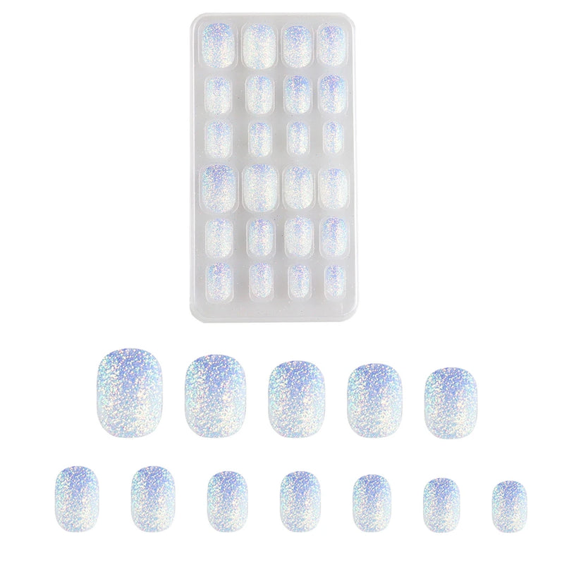 24Pcs Kids Press-On Nails – Glitter Bling Fake Nail Tips, DIY Manicure for Girls Aged 6+