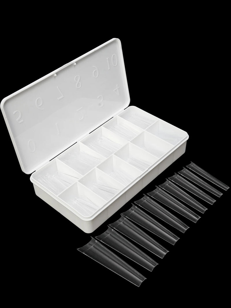 550pcs Soft Gel Coffin Nail Tips – Long Half-Matte Full Cover False Nails for DIY Acrylic Manicures