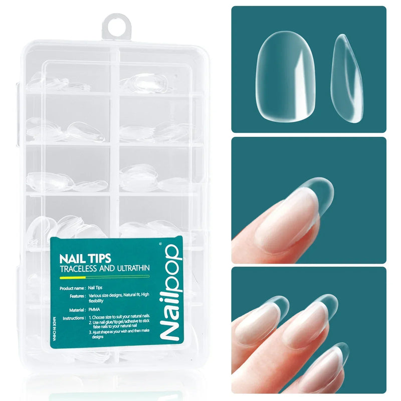 Nailpop 120pcs Gel X Nail Tips – Medium/Short Almond & Square Soft Gel Tips