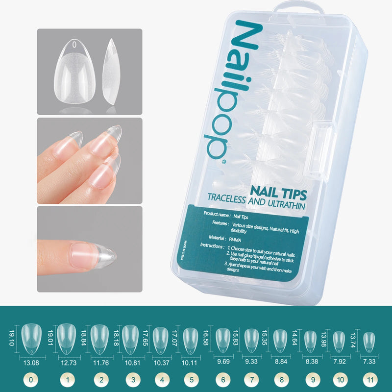 600PCS PRO Full Cover Fake Nail Tips – Clear, Matte & Semi-Matte Acrylic Nail Extensions