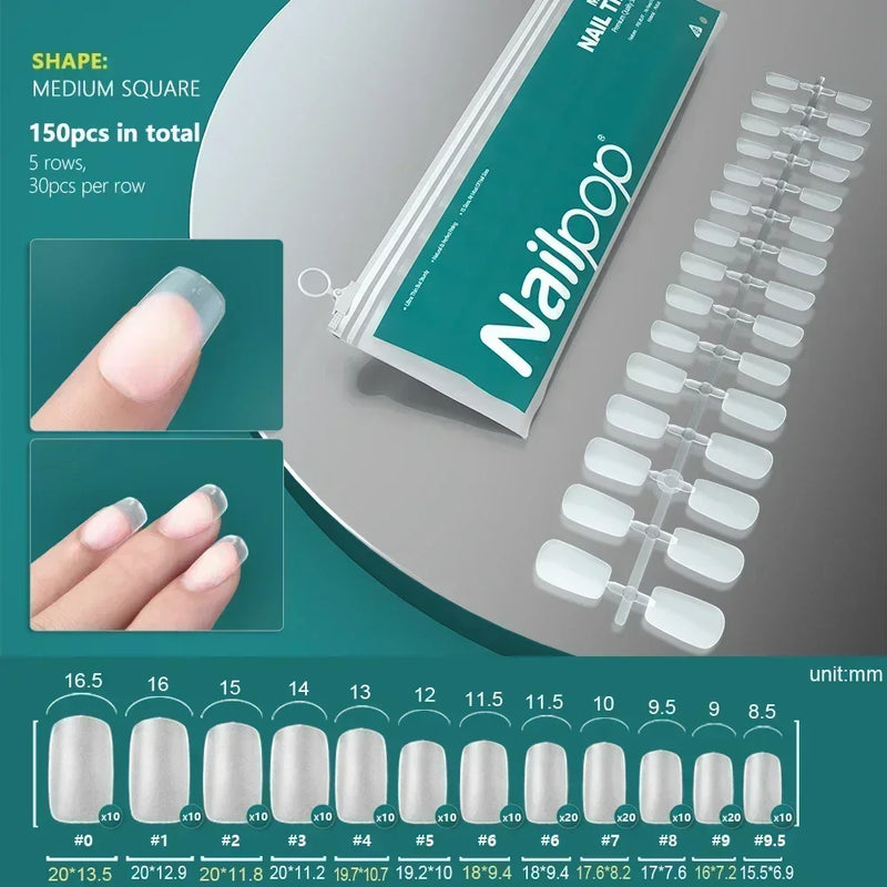 120PCS Coffin Soft Gel Press-On Nail Tips – Clear & Matte Full Cover for Extensions