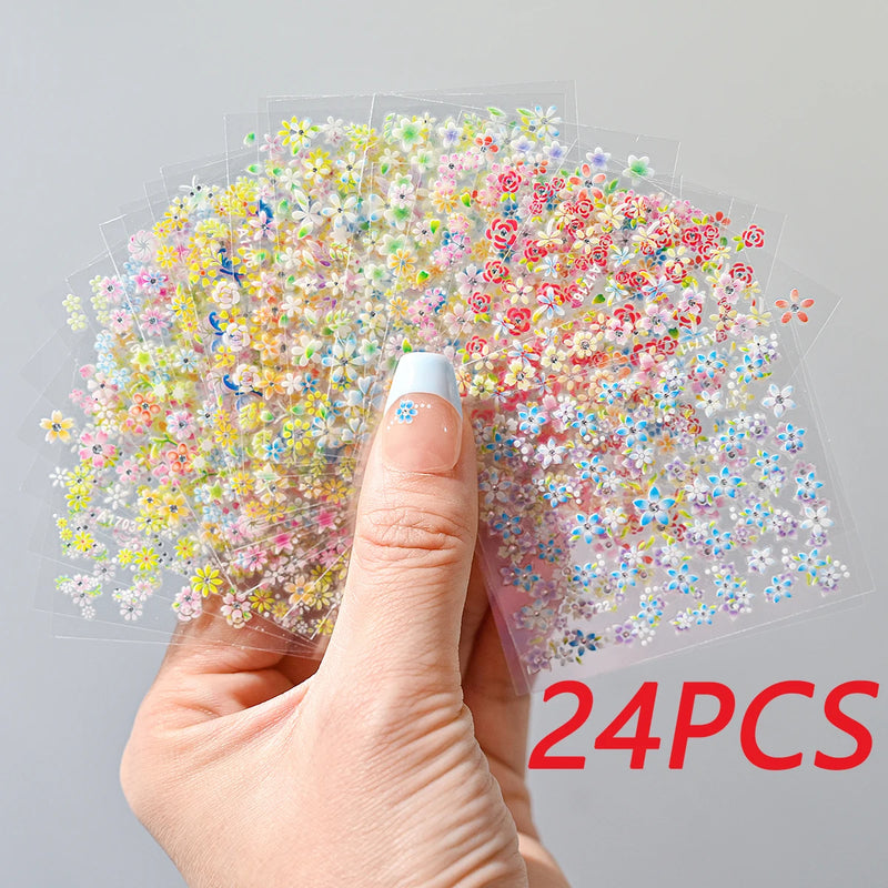 12 Sheets Nail Art Stickers – 3D Self-Adhesive Decals for Holiday Manicures