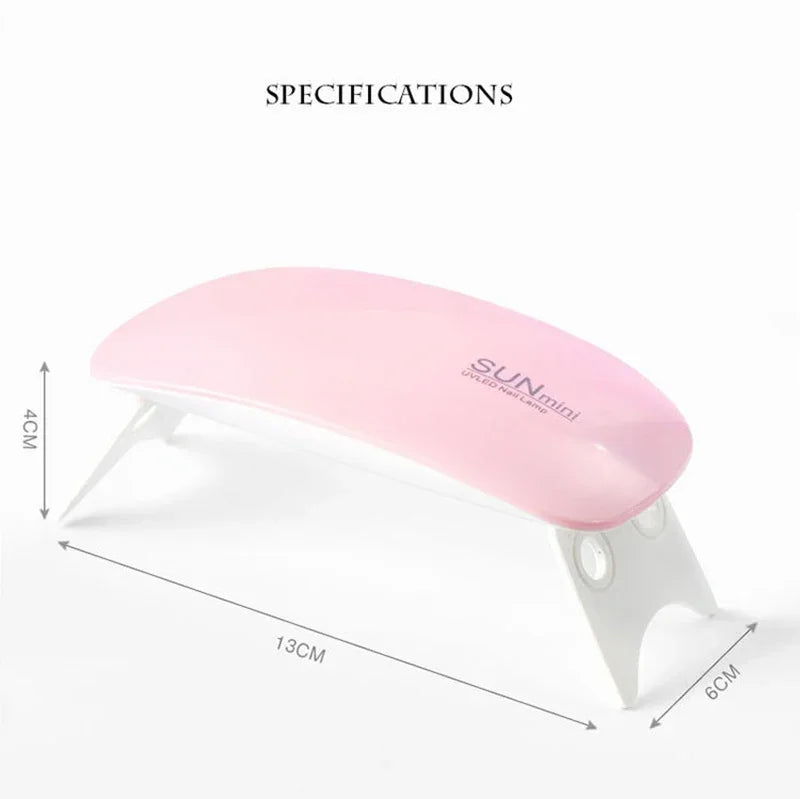 Portable Mini USB 6W Nail Drying Lamp – LED/UV Gel Polish Curing Light for Home & Travel Use