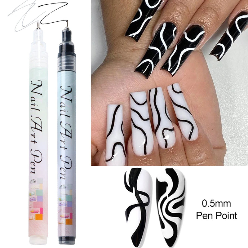 12-Piece Nail Art Graffiti Pen Set – Waterproof Nail Markers for Fine Details & Floral Designs