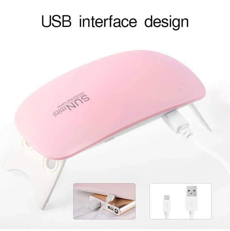 Portable Mini USB 6W Nail Drying Lamp – LED/UV Gel Polish Curing Light for Home & Travel Use