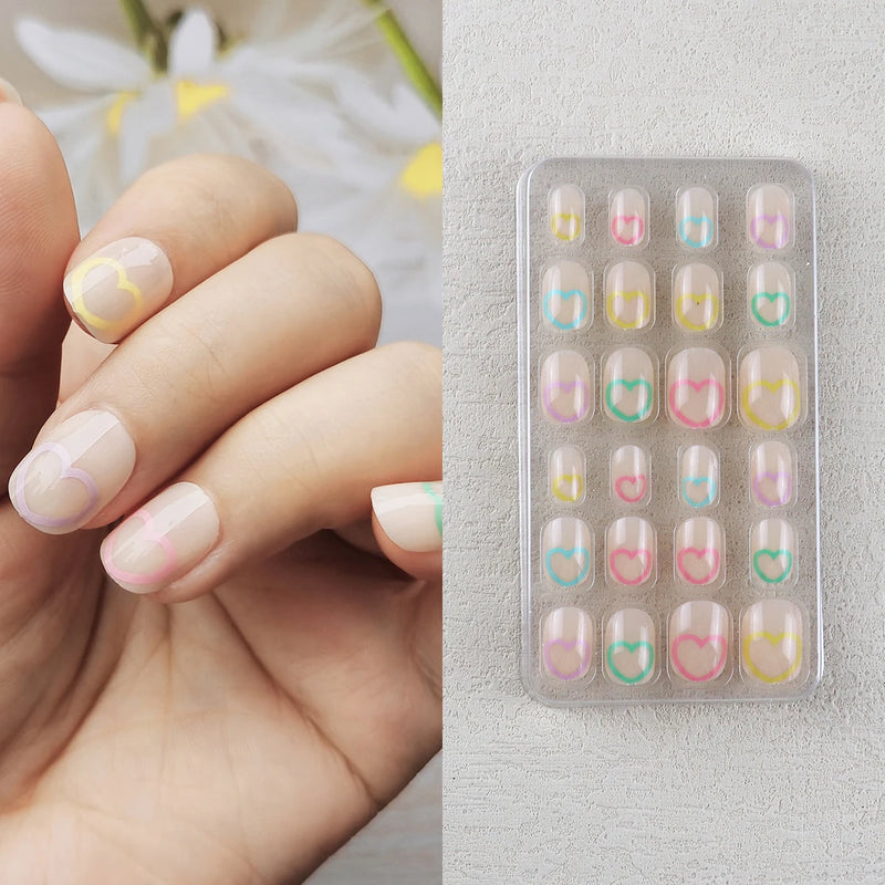 24Pcs Kids Press-On Nails – Glitter Bling Fake Nail Tips, DIY Manicure for Girls Aged 6+