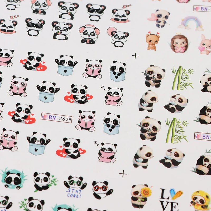 12PCS Summer Nail Art Stickers – Ink Flowers, Leaves & Graffiti Water Decals Set