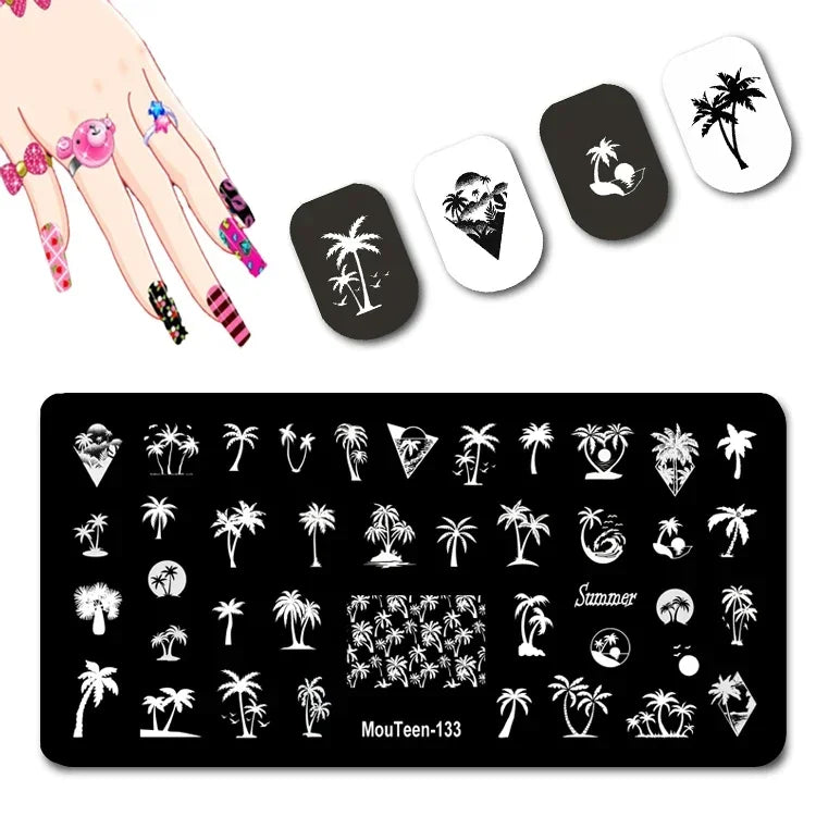 Cartoon Nail Stamping Plate – Stainless Steel Nail Art Template for DIY Manicures (12x6cm)