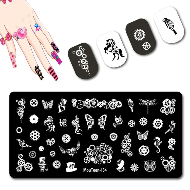 Cartoon Nail Stamping Plate – Stainless Steel Nail Art Template for DIY Manicures (12x6cm)