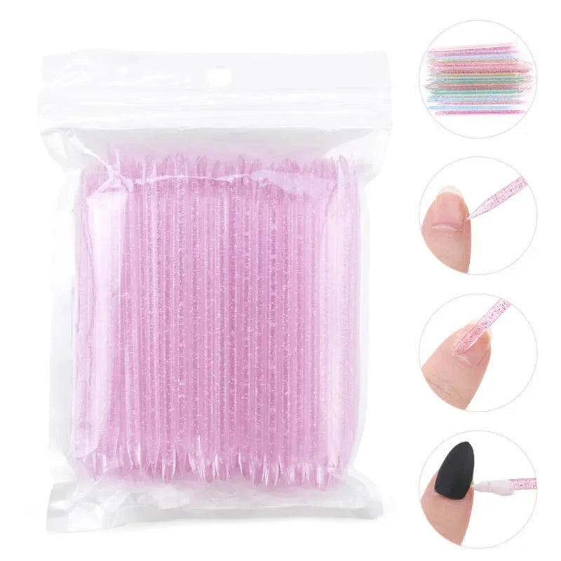 50/100Pcs Reusable Crystal Stick Double End Nail Art Cuticle Pusher Cuticle Remover Tool
