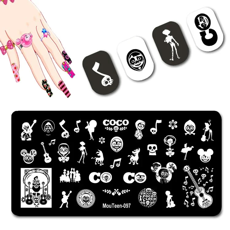Cartoon Nail Stamping Plate – Stainless Steel Nail Art Template for DIY Manicures (12x6cm)