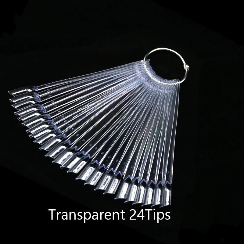 50PCS Oval Fan Nail Swatch Tips – Clear & Natural Nail Display for Gel Polish Practice