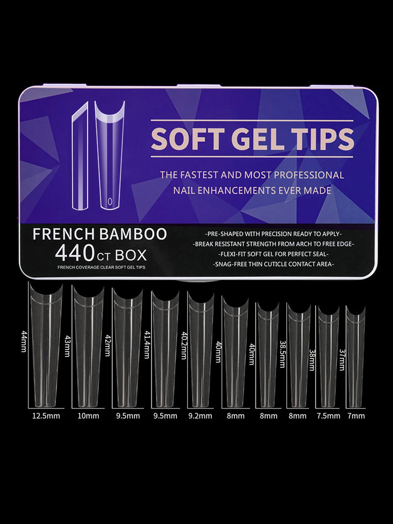 550pcs Soft Gel Coffin Nail Tips – Long Half-Matte Full Cover False Nails for DIY Acrylic Manicures