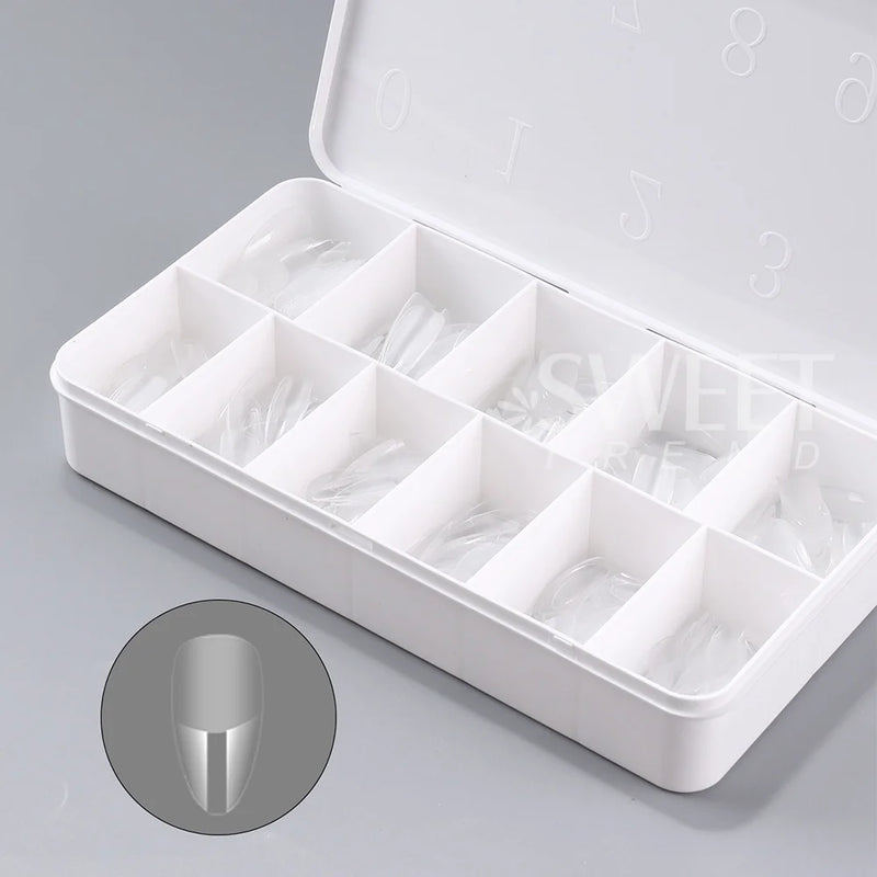 550pcs Soft Gel Nail Tips – Medium Short Almond & Coffin Full Cover Matte Extension for DIY Manicure