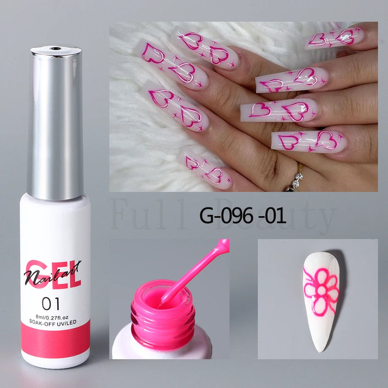 Champagne Gold & Silver Glitter Liner Gel – 5ml Super Bright French Line Nail Art Polish