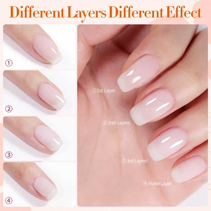 BORN PRETTY 10ml Milky White Jelly Nude Gel Nail Polish – White Translucent Soak Off Gel