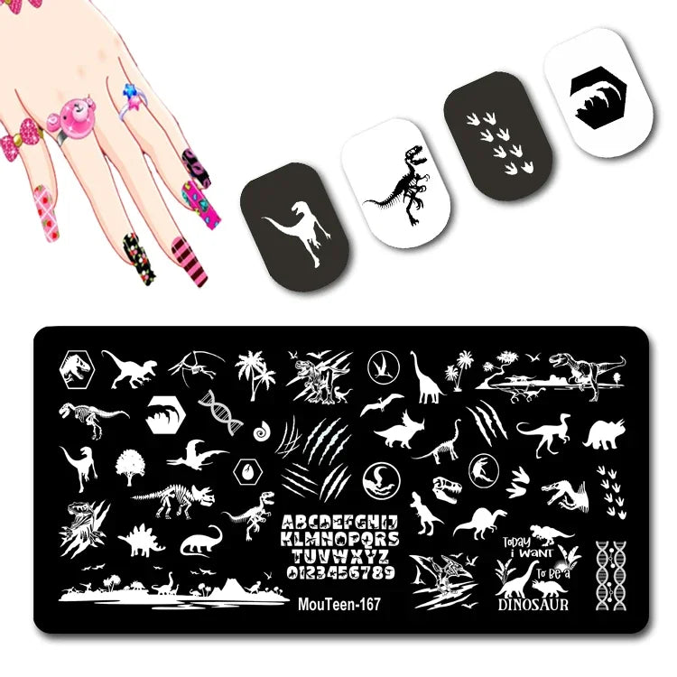 Cartoon Nail Stamping Plate – Stainless Steel Nail Art Template for DIY Manicures (12x6cm)