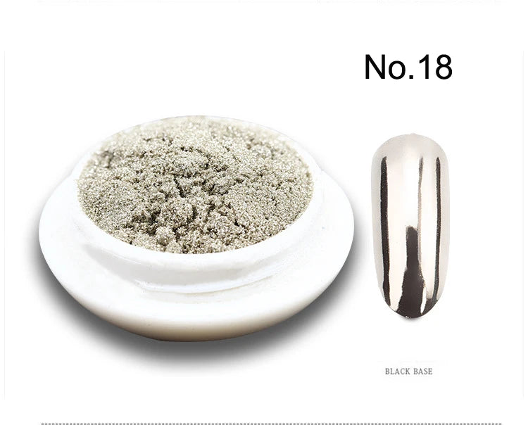 1pc 19 Colours Mirror Nail Glitter Powder – 0.5g Chrome Dust for Metallic, Holographic, and Chunky Nail Art