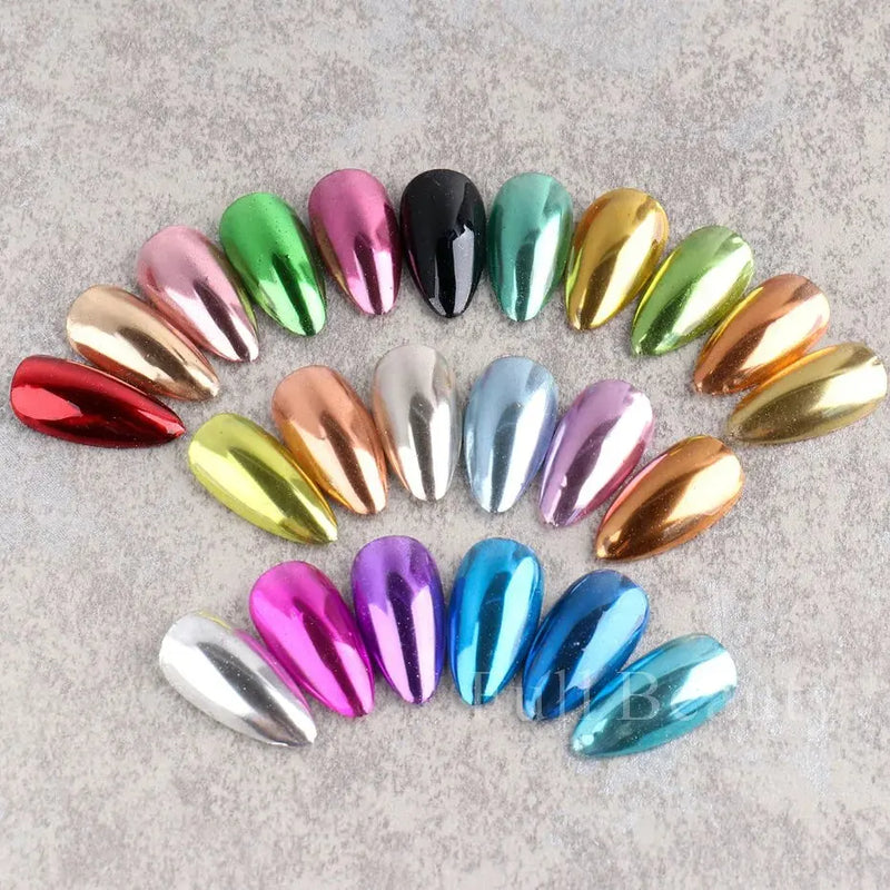 23 Colours Chrome Nail Powder Set – Y2K Metallic Mirror Pigments for Gel Nails & Nail Art Design