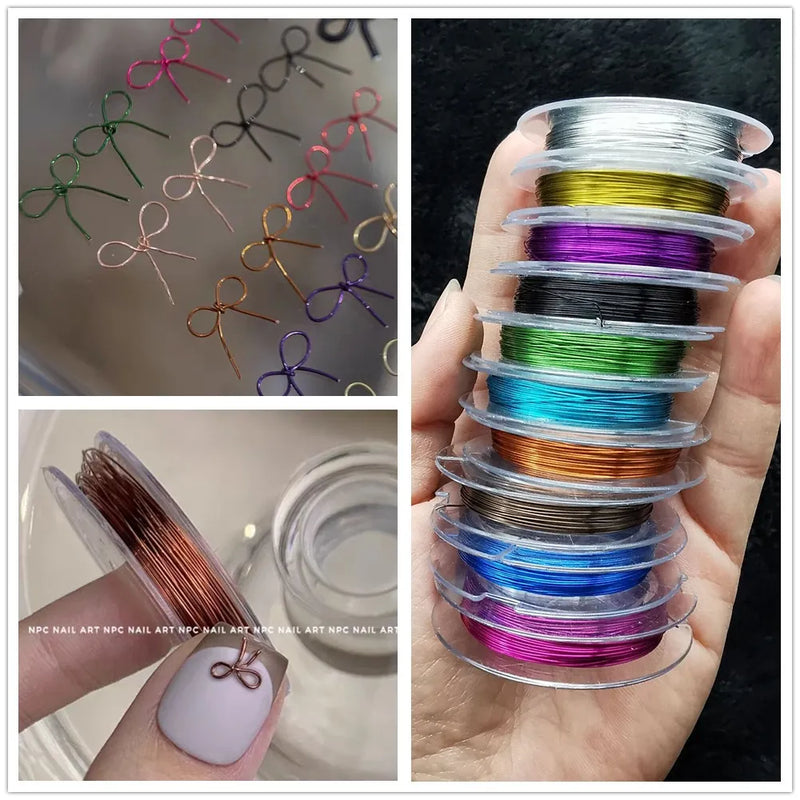 10 Rolls Metal Nail Decoration Wire – 10M Copper Spring for DIY Nail Art & Craft Accessories