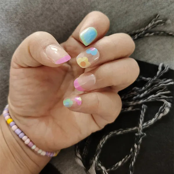 24Pcs Kids Press-On Nails – Glitter Bling Fake Nail Tips, DIY Manicure for Girls Aged 6+