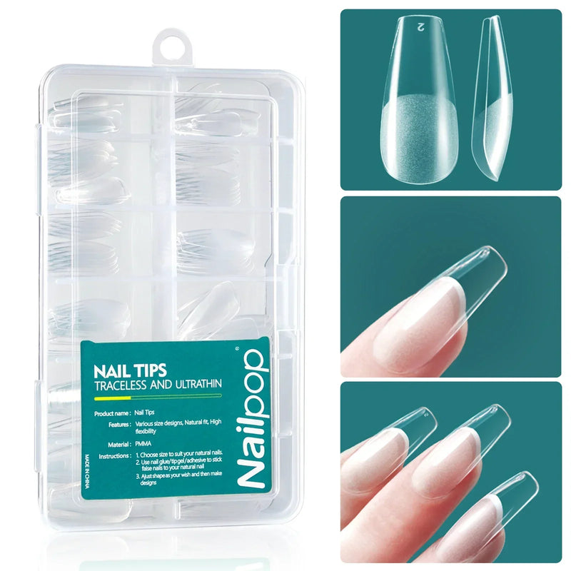 Nailpop 120pcs Soft Gel Nail Tips – Short Almond, Coffin & Square Shapes