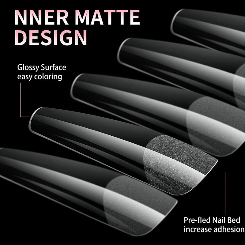 240pcs Luxury Soft Gel False Nail Tips – Semi-Matte Full Cover Artificial Extensions