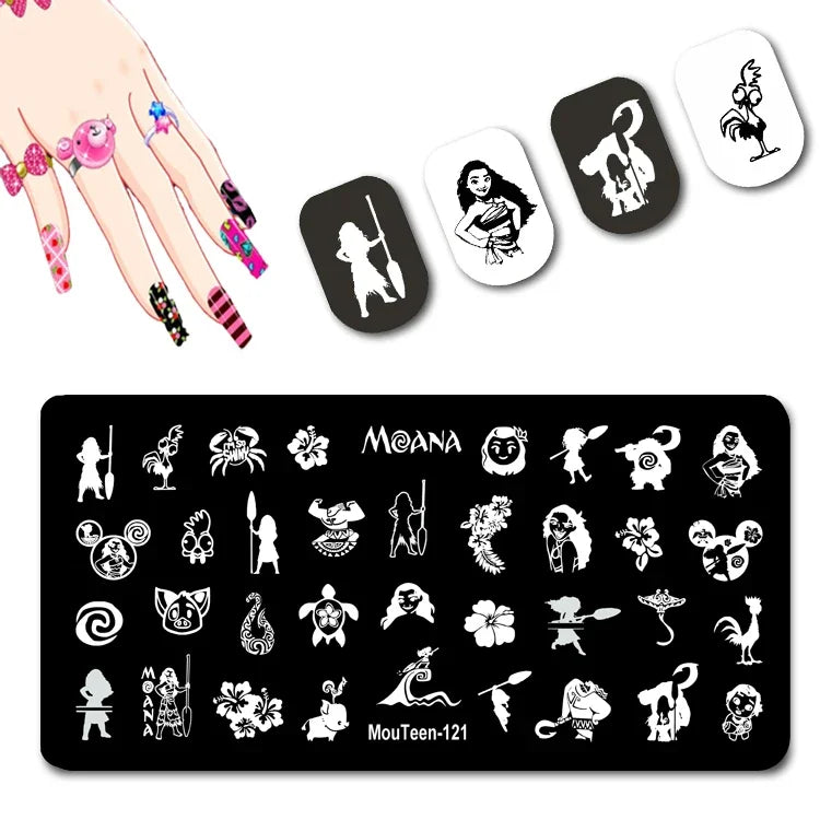 Cartoon Nail Stamping Plate – Stainless Steel Nail Art Template for DIY Manicures (12x6cm)