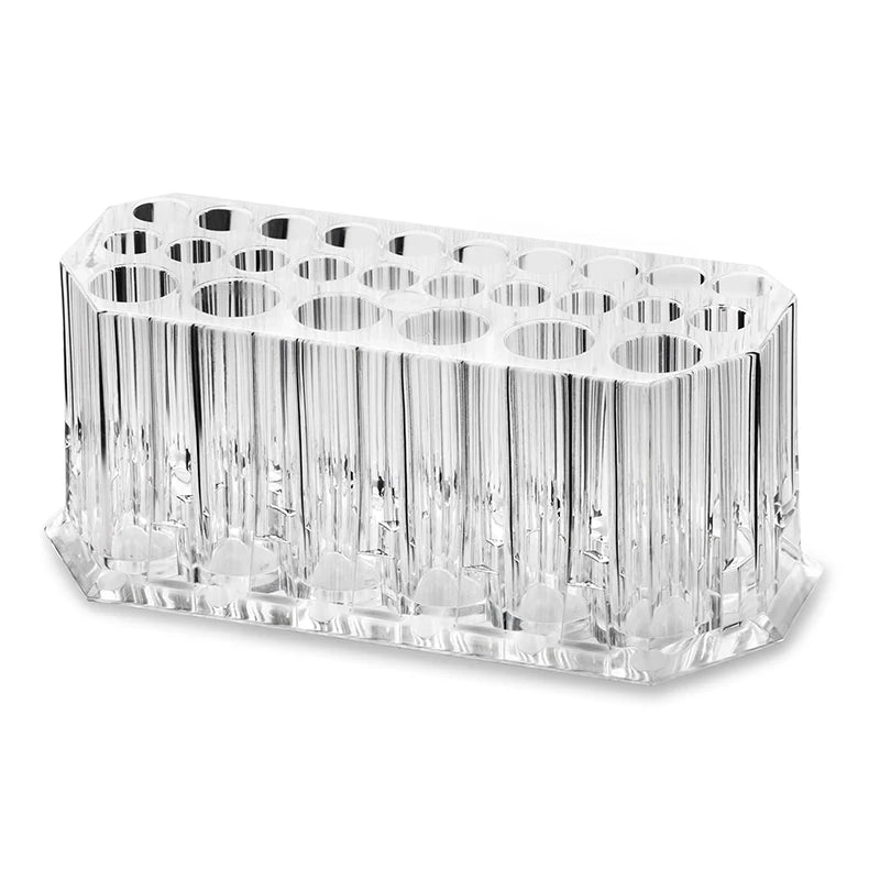 26-Hole Acrylic Nail Brush Organiser – Clear Display Shelf for Nail Art & Makeup Storage