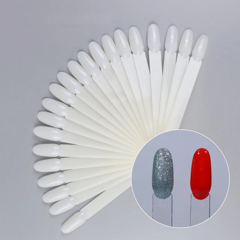 50PCS Clear & Natural Nail Colour Display Tips – Fan-Shaped Practice Palette for Gel Polish