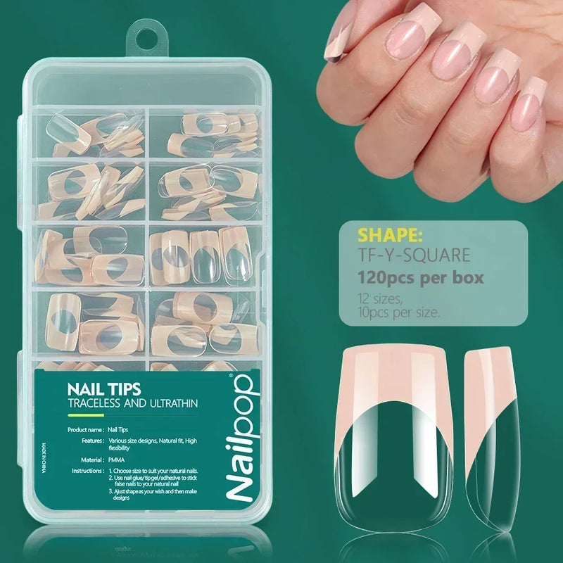 Nailpop 120pcs Soft Gel Nail Tips – Short Almond, Coffin & Square Shapes