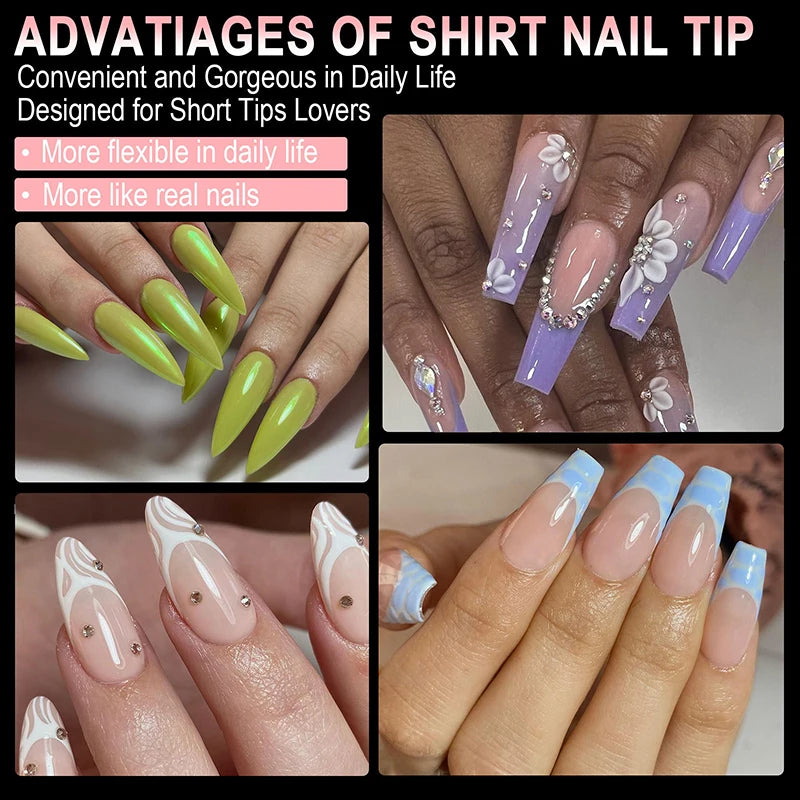 240pcs Luxury Soft Gel False Nail Tips – Semi-Matte Full Cover Artificial Extensions