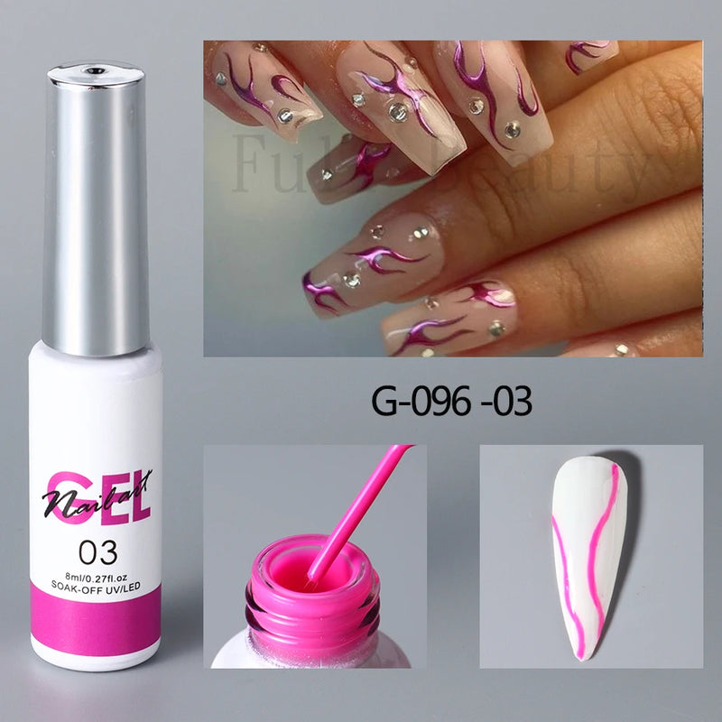 Champagne Gold & Silver Glitter Liner Gel – 5ml Super Bright French Line Nail Art Polish
