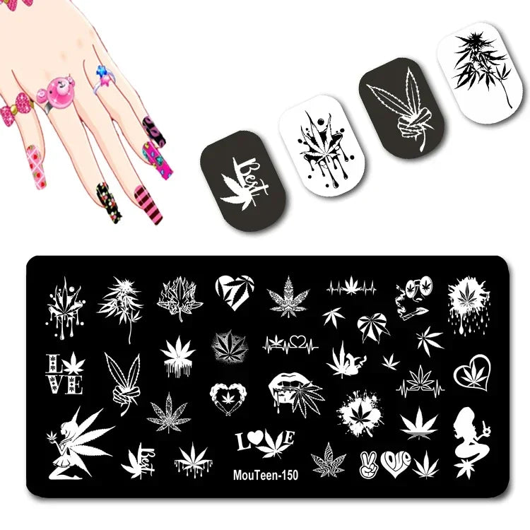 Cartoon Nail Stamping Plate – Stainless Steel Nail Art Template for DIY Manicures (12x6cm)