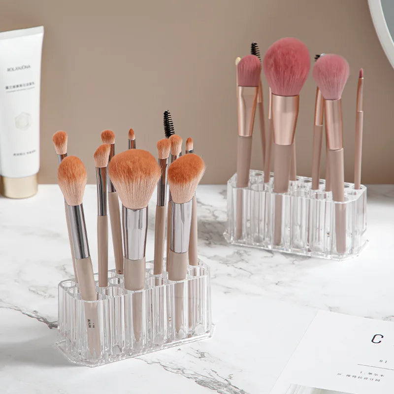 26-Hole Acrylic Nail Brush Organiser – Clear Display Shelf for Nail Art & Makeup Storage