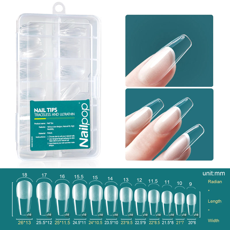 Nailpop 120pcs Soft Gel Nail Tips – Short Almond, Coffin & Square Shapes