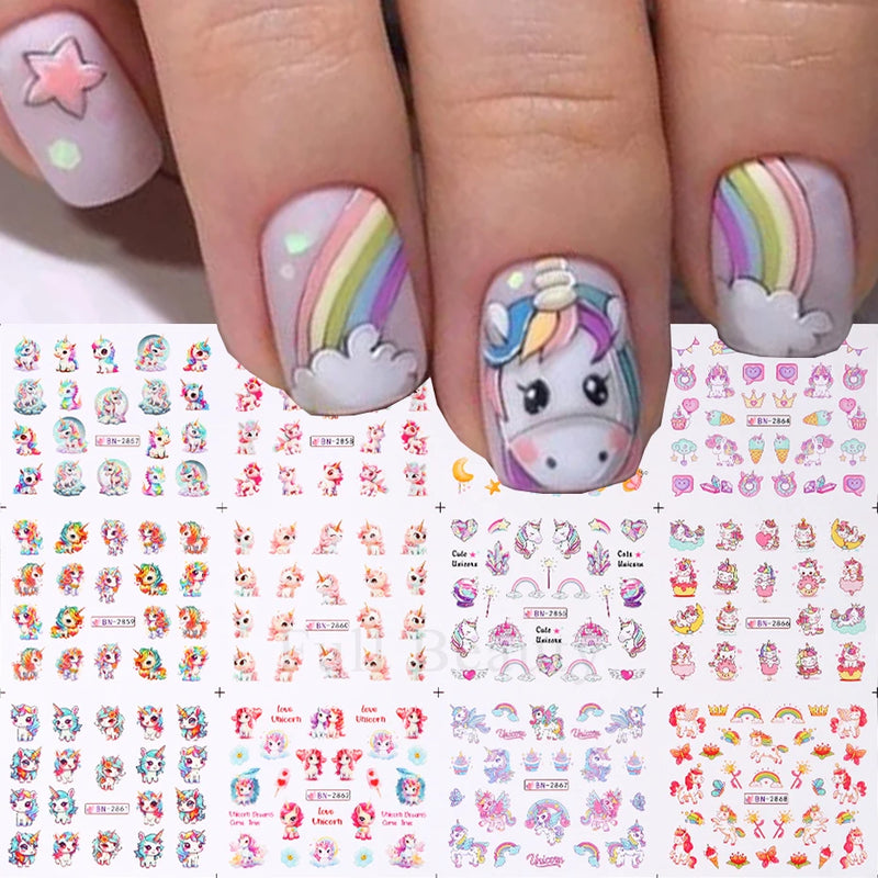 12PCS Summer Nail Art Stickers – Ink Flowers, Leaves & Graffiti Water Decals Set